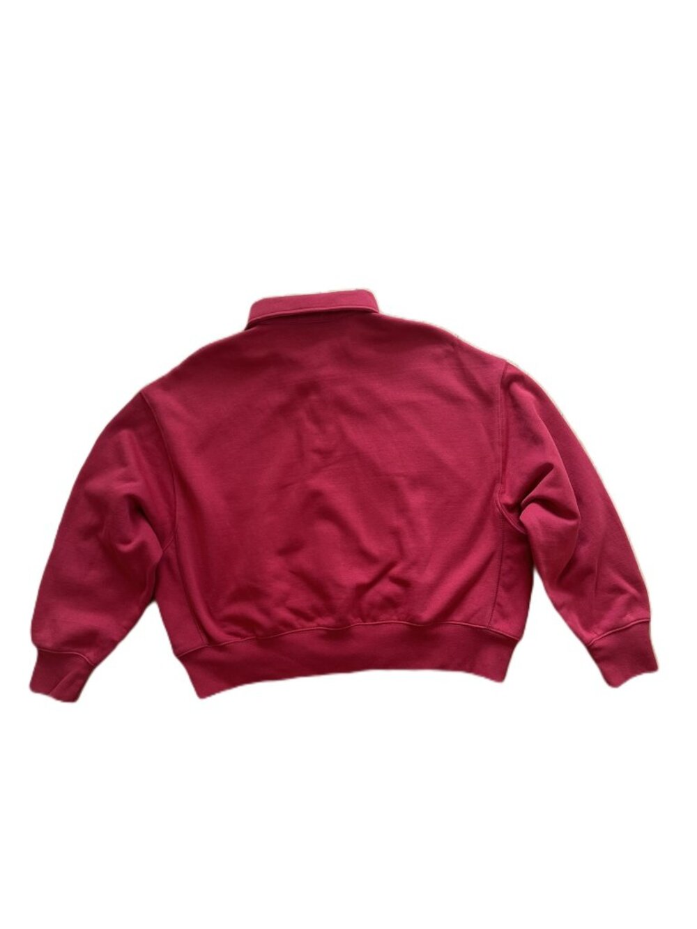 Champion Sweatshirt Women Large Red 1/4 Snap Cropped Pullover Fleece w/ Collar - Picture 5 of 14